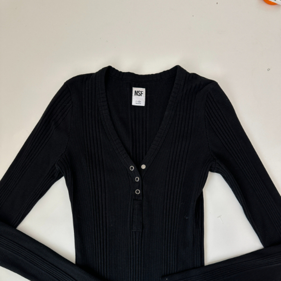 NSF Black Ribbed Knit Dress S - Picture 2 of 7